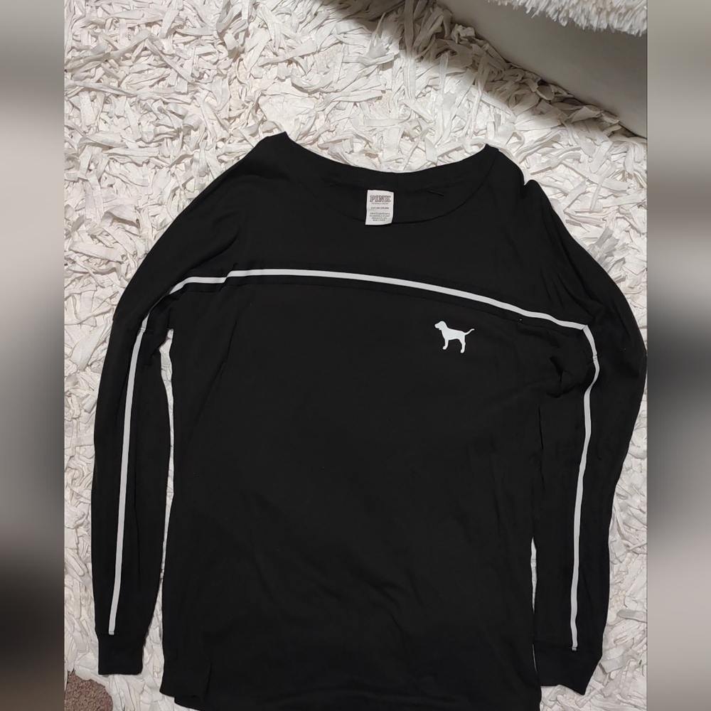 Black Long Sleeve Shirt with White Dog Logo